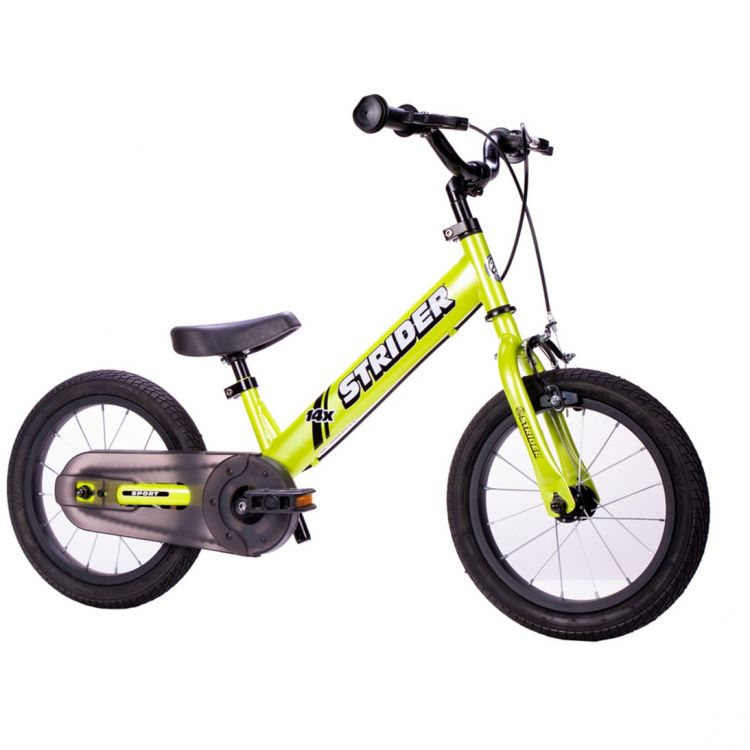 Strider 14X Sport Bicicleta Balance Verde Freno Manual + pedales