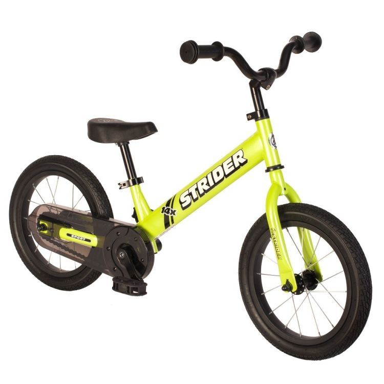 Strider 14X Sport Bicicleta Balance Verde Freno Contrapedal + Pedales