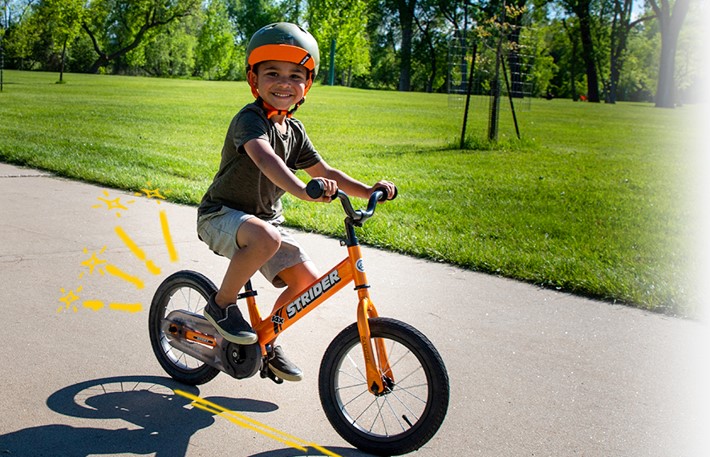 Strider 14X Sport Bicicleta Balance Naranja Freno Manual + Pedales